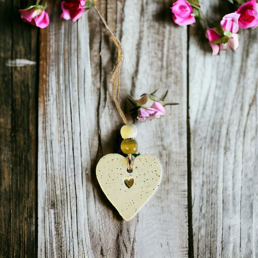 Beach Wedding Favours, Heart Ornament Handmade from Clay & Beach Sand, Bulk Cottagecore Decor