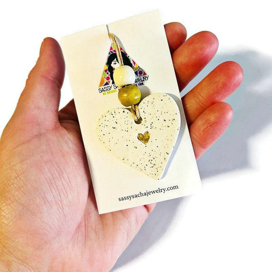 Beach Wedding Favours, Heart Ornament Handmade from Clay & Beach Sand, Bulk Cottagecore Decor