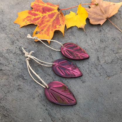 Green Clay Leaf Ornaments for Rustic Fall Décor